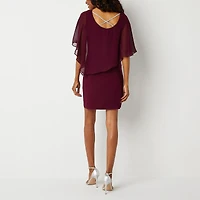 MSK Womens Crew Neck Short Sleeve Embellished Sheath Dress