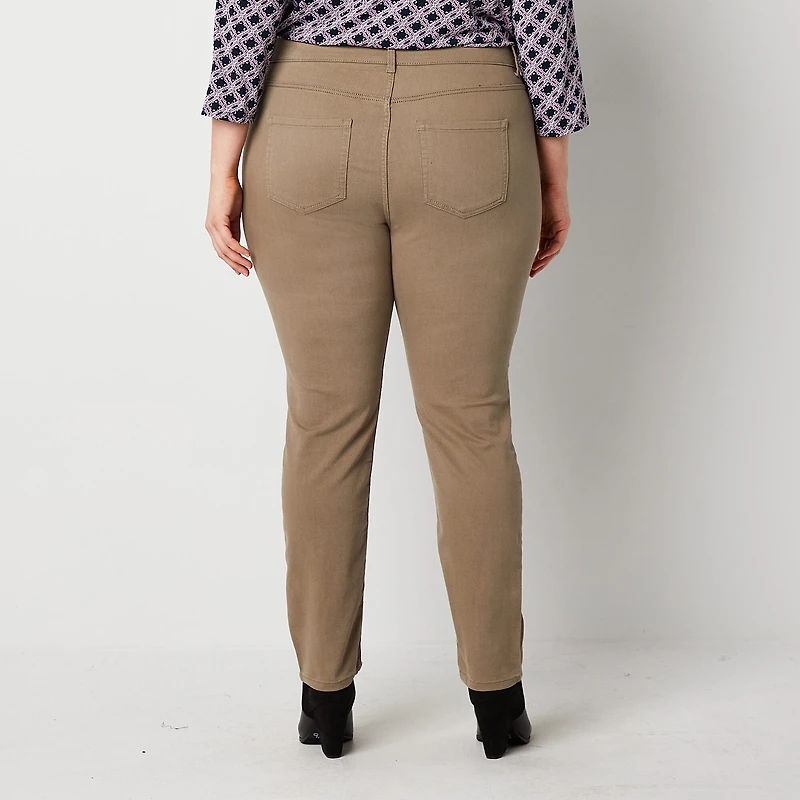 Liz Claiborne Womens Plus Stretch Fabric Mid Rise Skinny Fit Slim Jean