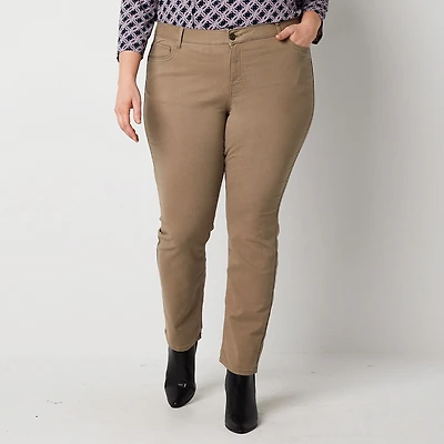 Liz Claiborne Womens Plus Stretch Fabric Mid Rise Skinny Fit Slim Jean