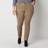 Liz Claiborne Womens Plus Stretch Fabric Mid Rise Skinny Fit Slim Jean