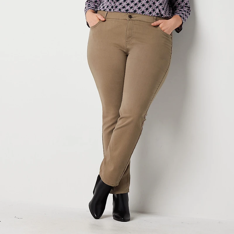 Liz Claiborne Womens Plus Stretch Fabric Mid Rise Skinny Fit Slim Jean
