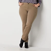 Liz Claiborne Womens Plus Stretch Fabric Mid Rise Skinny Fit Slim Jean
