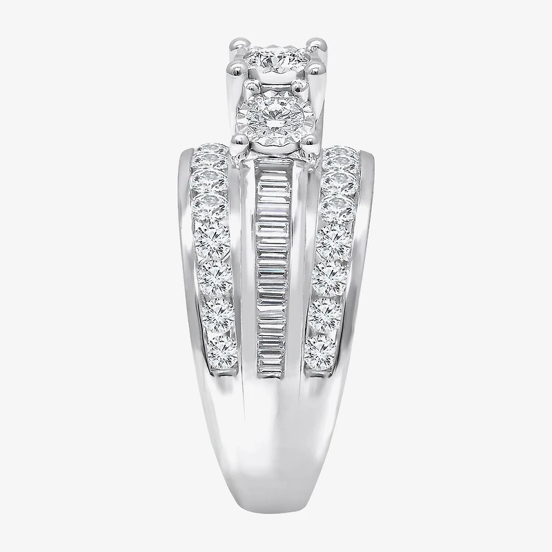 Love Lives Forever (I / I1) Womens 2 CT. T.W. Lab Grown White Diamond 10K Gold Round 3-Stone Engagement Ring