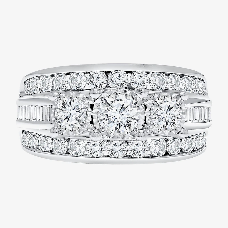 Love Lives Forever (I / I1) Womens 2 CT. T.W. Lab Grown White Diamond 10K Gold Round 3-Stone Engagement Ring