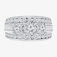 Love Lives Forever (I / I1) Womens 2 CT. T.W. Lab Grown White Diamond 10K Gold Round 3-Stone Engagement Ring