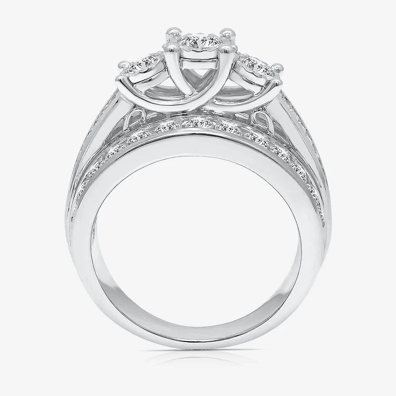 Love Lives Forever (I / I1) Womens 2 CT. T.W. Lab Grown White Diamond 10K Gold Round 3-Stone Engagement Ring