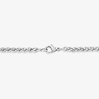 Mens Cubic Zirconia Stainless Steel Cross Inch Pendant Necklace