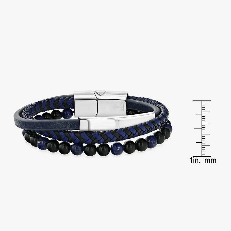 Mens Stainless Steel Beaded Bracelet