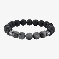 Mens Multi Color Agate Sterling Silver Beaded Bracelet