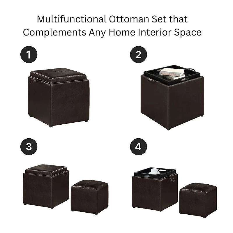 Convenience Concepts Designs4comfort Cushioned Ottoman