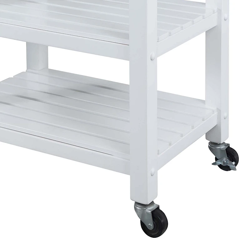 Ellaine 4-Tier Butcher Block Kitchen Cart with Drawer and Wine Rack