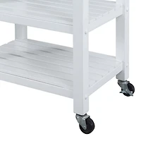 Ellaine 4-Tier Butcher Block Kitchen Cart with Drawer and Wine Rack