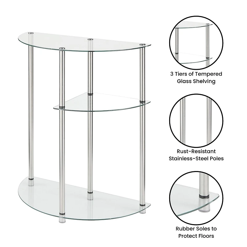 Convenience Concepts Designs2go Living Room Collection Glass Console Table