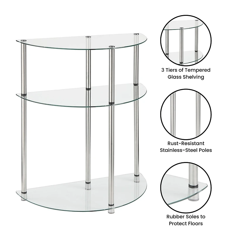 Convenience Concepts Designs2go Living Room Collection Glass Console Table