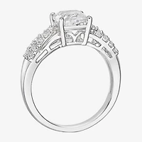 Womens Lab Created White Sapphire Sterling Silver Cocktail Ring