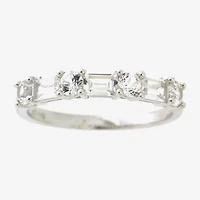 Womens 2.5MM Lab Created White Sapphire Sterling Silver Band