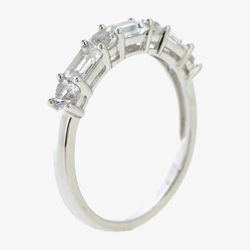 Womens 2.5MM Lab Created White Sapphire Sterling Silver Band