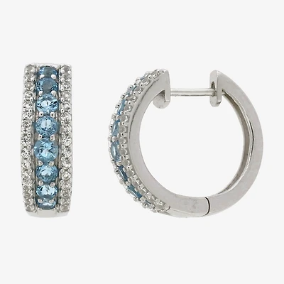 Genuine Gemstone Sterling Silver 21.5mm Hoop Earrings
