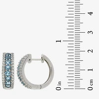 Genuine Gemstone Sterling Silver 21.5mm Hoop Earrings