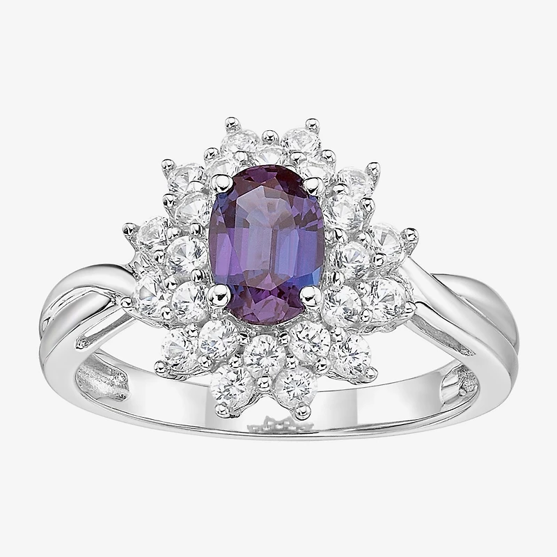 Womens Lab Created Blue Alexandrite Sterling Silver Cocktail Ring