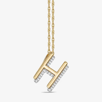 Initial Womens 1/10 CT. T.W. Natural White Diamond 10K Gold 18 Inch Pendant Necklace