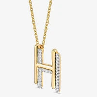 Initial Womens 1/10 CT. T.W. Natural White Diamond 10K Gold 18 Inch Pendant Necklace