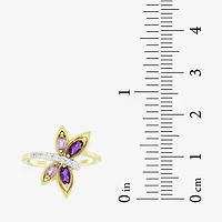 Womens Genuine Purple Amethyst 14K Gold Over Silver Butterfly Cocktail Ring