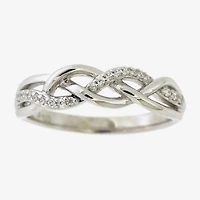 Womens 1/10 CT. T.W. Natural White Diamond Sterling Silver Cocktail Ring