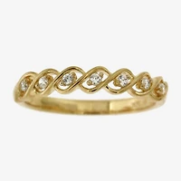Womens 1/10 CT. T.W. Natural White Diamond 14K Gold Over Silver Stackable Ring