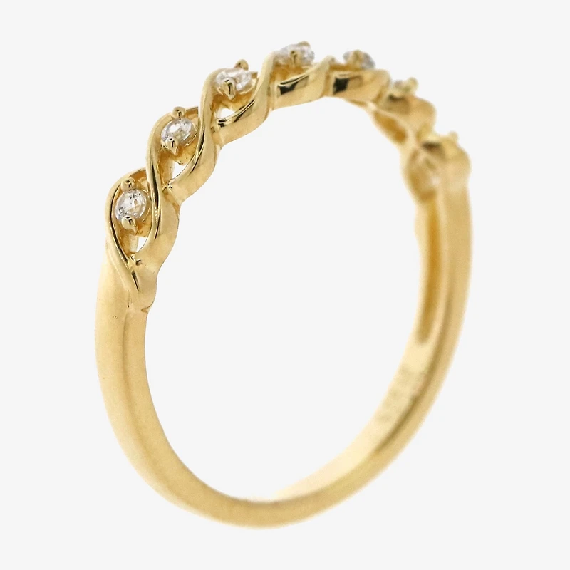 Womens 1/10 CT. T.W. Natural White Diamond 14K Gold Over Silver Stackable Ring