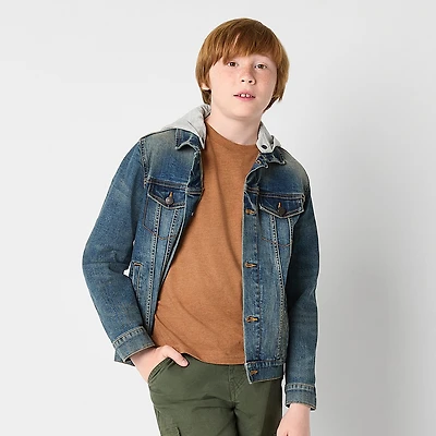 Thereabouts Little & Big Kid Boys Denim Hooded Midweight Trucker Jacket