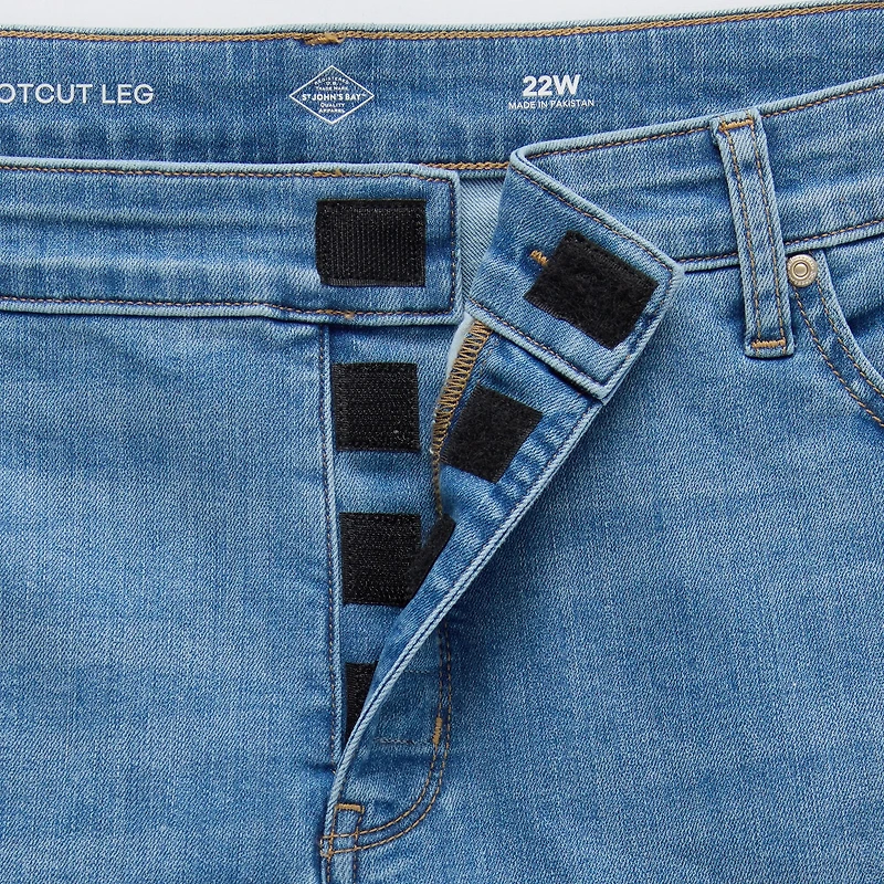 St. John's Bay Womens Plus Mid Rise Adaptive Bootcut Easy-on + Easy-off Jean