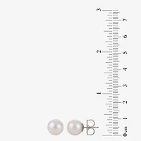 White Cultured Freshwater Pearl Sterling Silver 10mm Stud Earrings