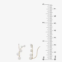 Cultured Freshwater Pearl and 14K Yellow Gold Crawler Earrings