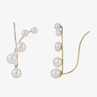 Cultured Freshwater Pearl and 14K Yellow Gold Crawler Earrings