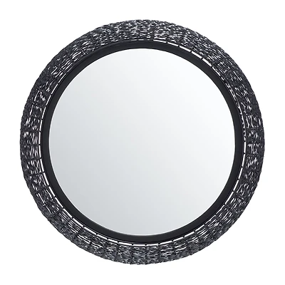 Safavieh 21.5" X 21.5" Black Iona Wall Mount Round Wall Mirror