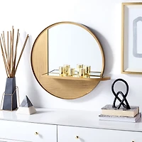 Safavieh 24" X 24" Gold Maileen Wall Mount Round Wall Mirror
