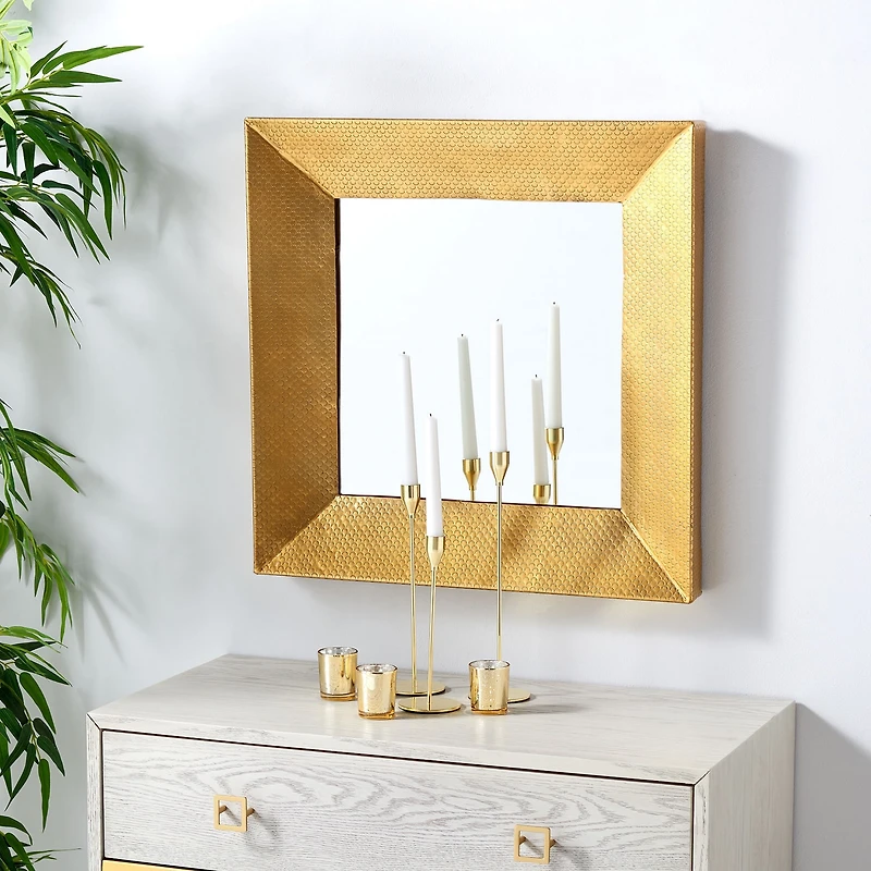 Safavieh 24" X 24" Gold Square Pallava Wall Mount Square Wall Mirror