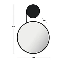 Safavieh 24" X 36" Black Aura Wall Mount Round Wall Mirror
