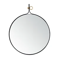 Safavieh 24" X 29.5" Black Chandlen Wall Mount Round Wall Mirror