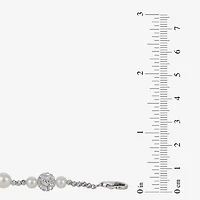 Womens White Cultured Freshwater Pearl Sterling Silver Beaded Bracelet