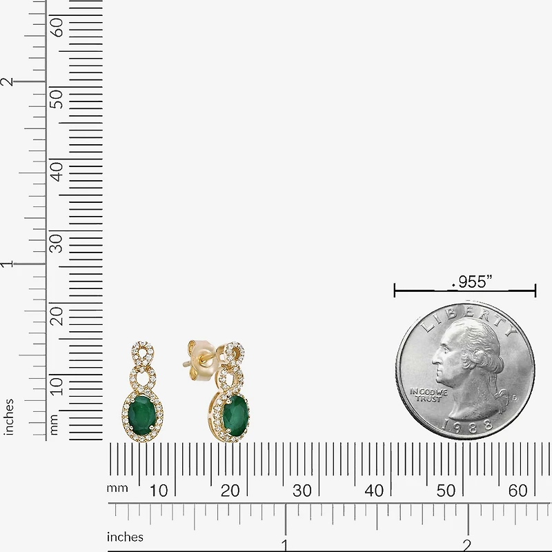 Womens 1/4 CT. T.W. Genuine Green Emerald 10K Gold Drop Earrings