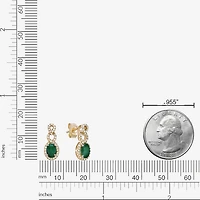 Womens 1/4 CT. T.W. Genuine Green Emerald 10K Gold Drop Earrings