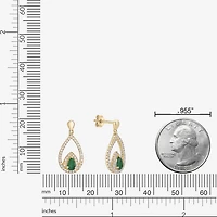 Womens 1/ CT. T.W. Genuine Green Emerald 10K Gold Drop Earrings