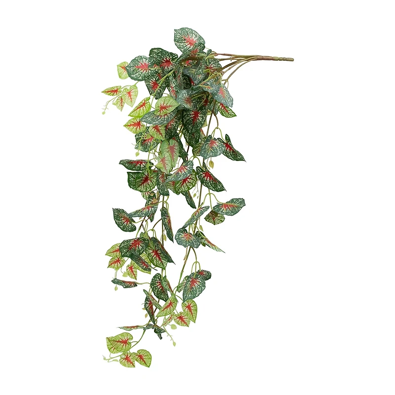 39.5'' Green and Red Artificial Caladium Floral Hanging Bush