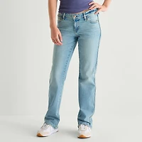 Arizona Womens Juniors Short Low Rise Straight Leg Jean