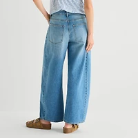 Arizona Womens Juniors Low Rise Baggy Fit Barrel Jean