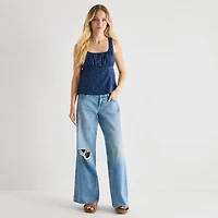 Arizona Womens Juniors Short Low Rise Baggy Fit Jean
