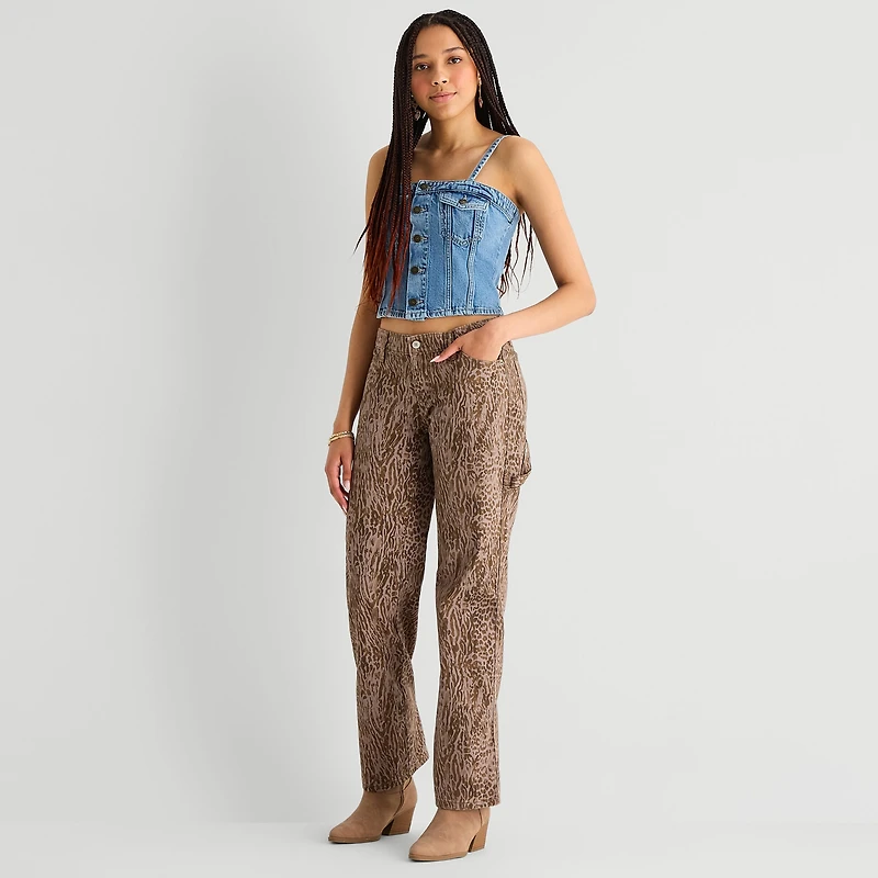 Arizona Womens Juniors Short Straight Leg Jean
