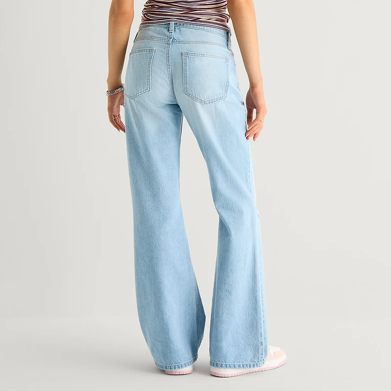 Arizona Womens Juniors Short Low Rise Bootcut Jean